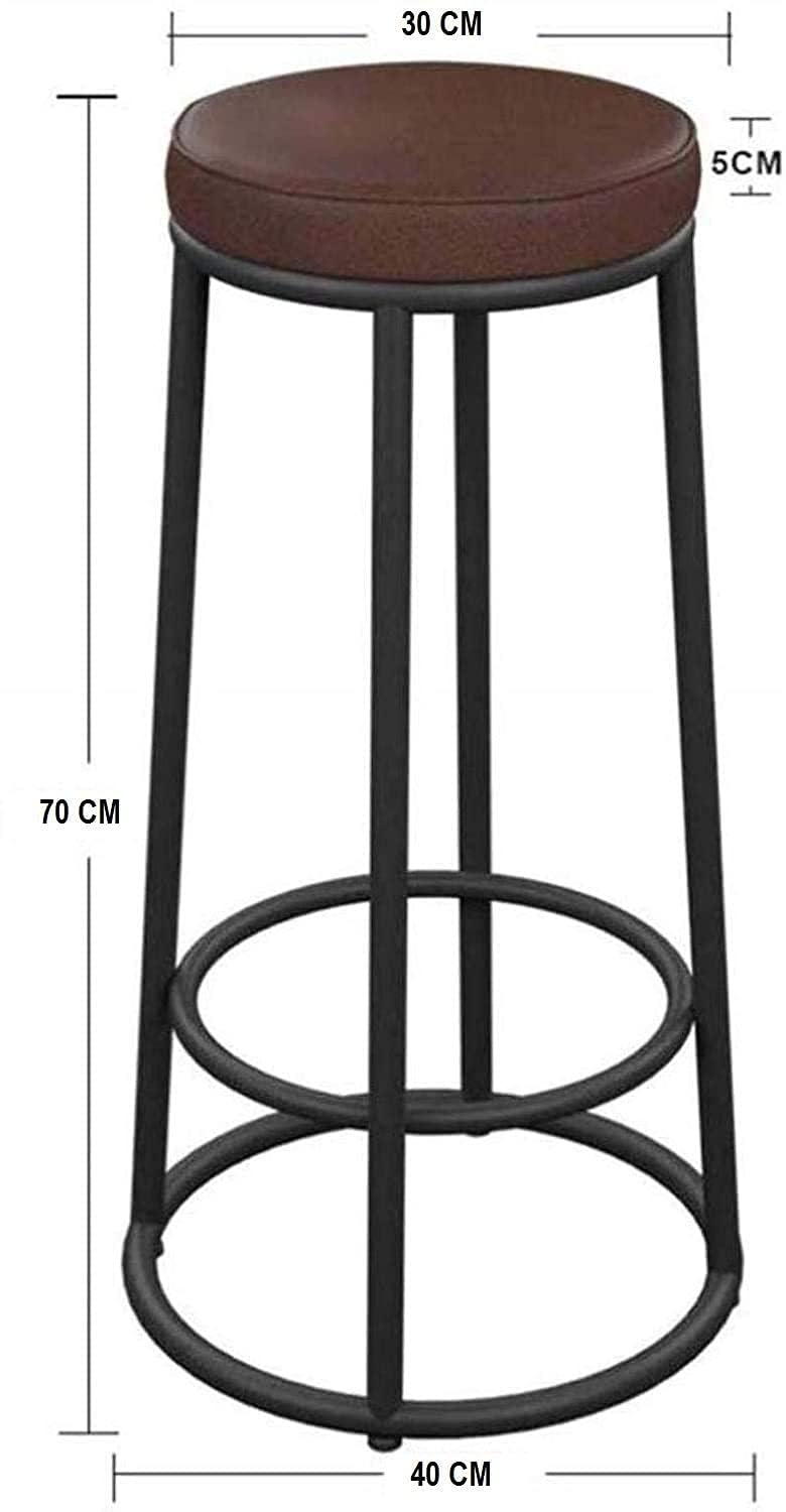 Generic Indian Decor 45280 Breakfast StoolBar Stool High Chair with Round Cushion Kitchen Stool with Footrest Counter Stools Chairs Metal Legs CafePub Stool Black Frame Brown Cushion seat  - Image 3