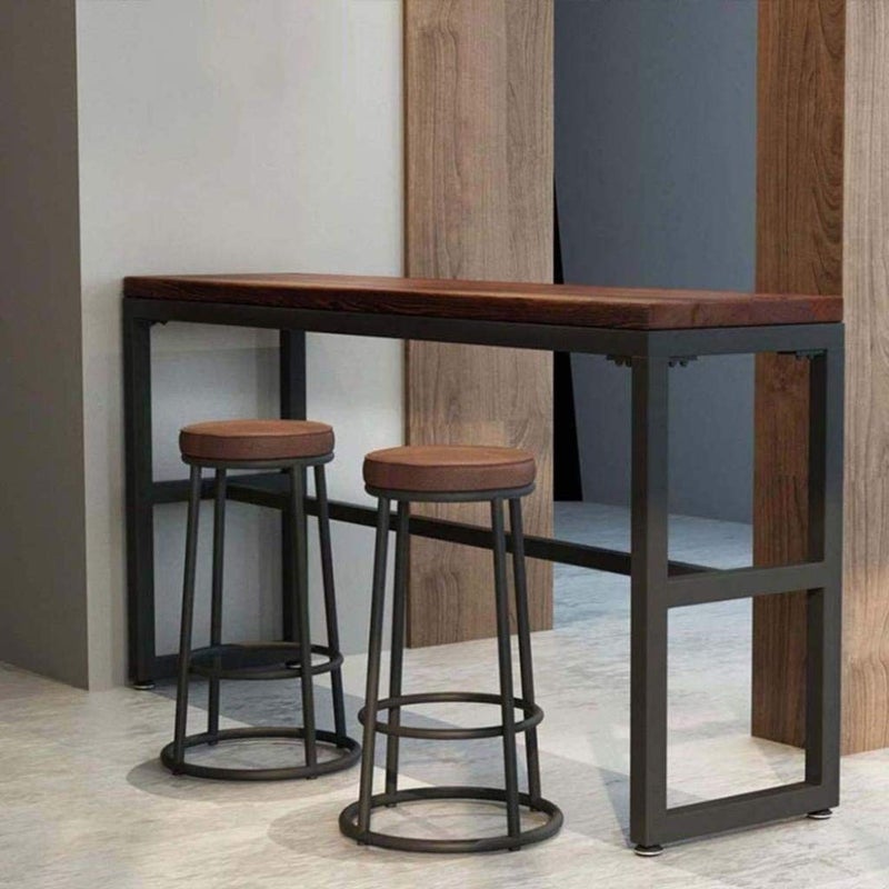 Generic Indian Decor 45280 Breakfast StoolBar Stool High Chair with Round Cushion Kitchen Stool with Footrest Counter Stools Chairs Metal Legs CafePub Stool Black Frame Brown Cushion seat  - Image 2