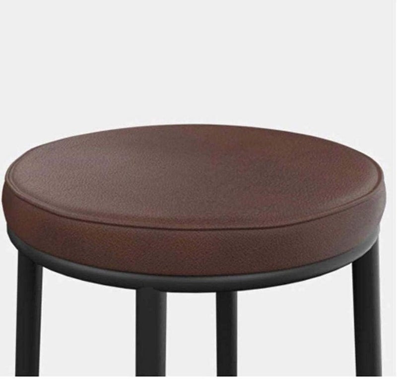 Generic Indian Decor 45280 Breakfast StoolBar Stool High Chair with Round Cushion Kitchen Stool with Footrest Counter Stools Chairs Metal Legs CafePub Stool Black Frame Brown Cushion seat  - Image 4