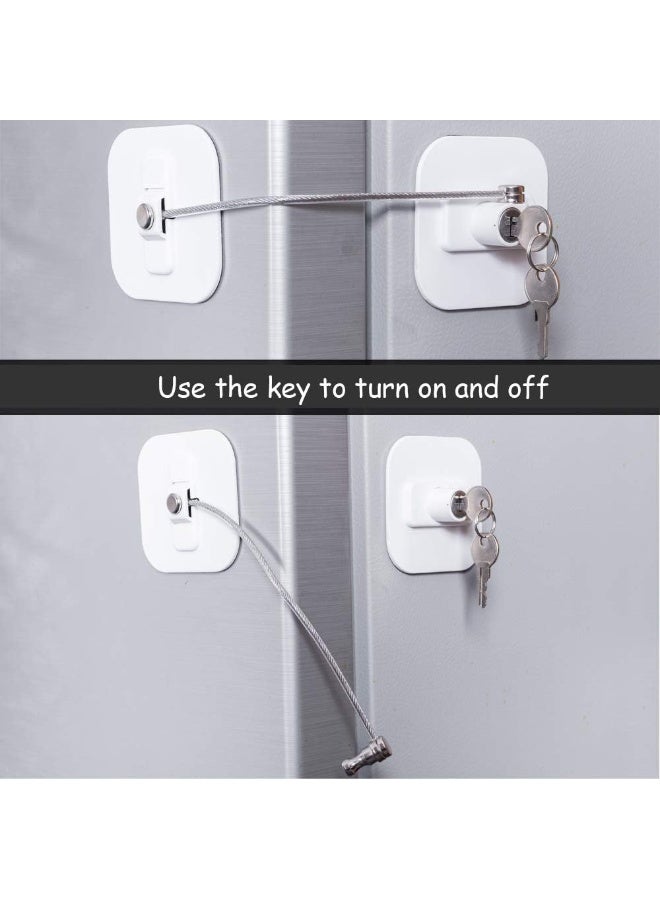 BAOWEIJD Fridge Lock, Refrigerator Locks, Freezer Lock with Key for Child Safety, Locks to Lock Fridge and Cabinets (White Fridge Lock-1Pack) - Image 2