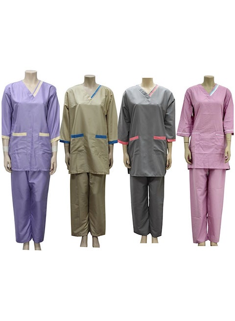 طقم بدلة طبية للخادمة والمربية مكون من 4 قطع