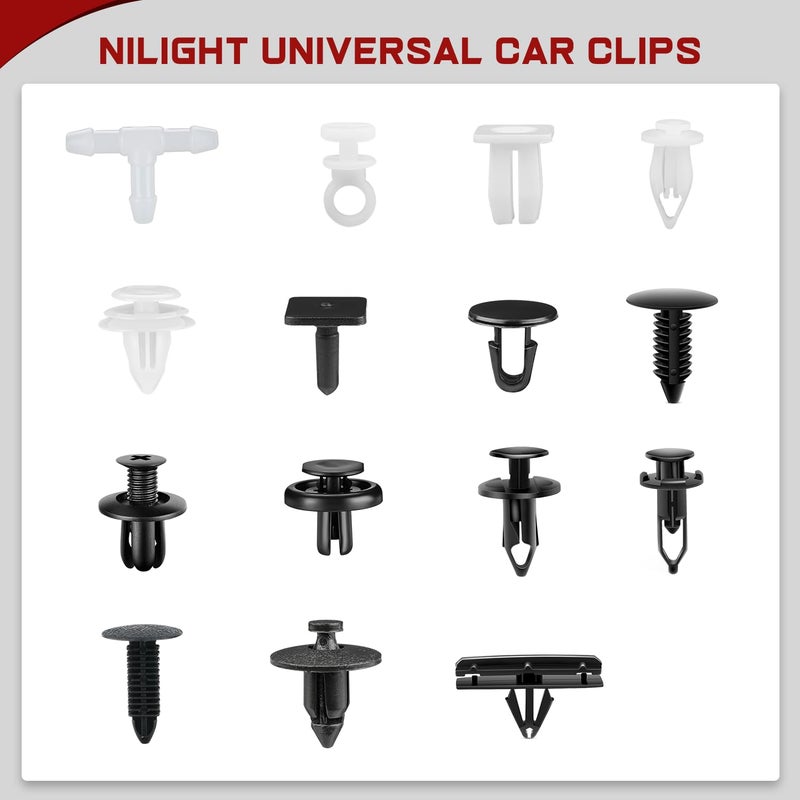 Nilight 501PCS Universal Car Clips Mixed Auto Bumper Fender Trim Door Shield Engine Retainer Rivet Push for GM Ford Chrysler Toyota Lexus Honda Acura Dodge Jeep Fastener Remover,2 Years Warranty - Image 4