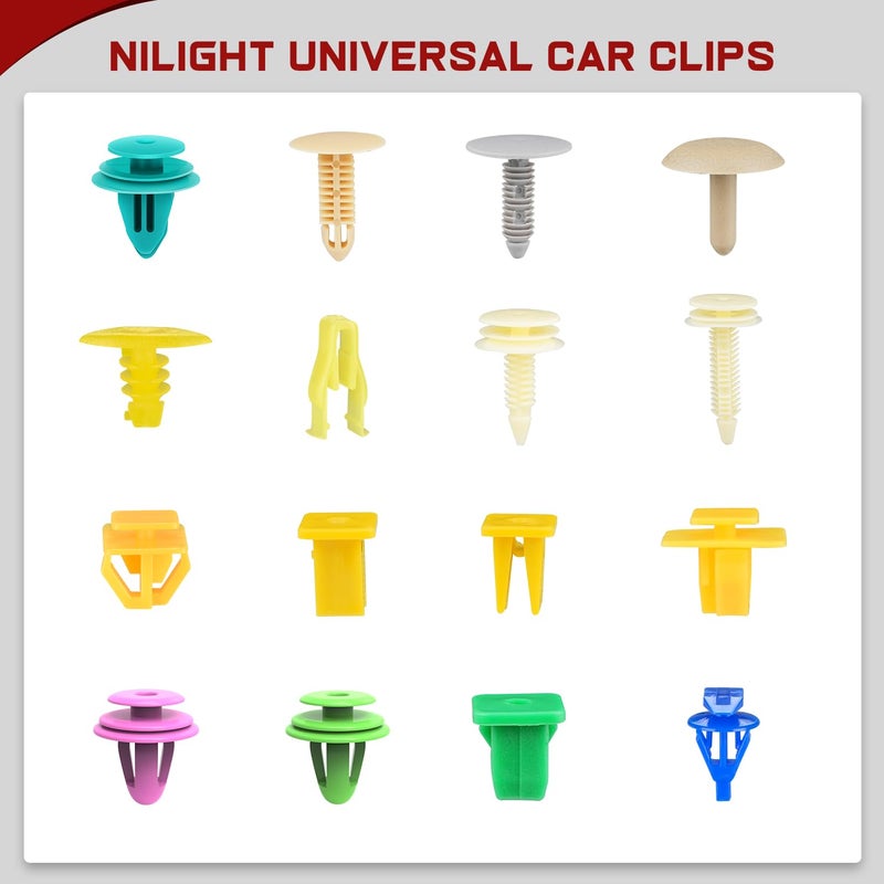 Nilight 501PCS Universal Car Clips Mixed Auto Bumper Fender Trim Door Shield Engine Retainer Rivet Push for GM Ford Chrysler Toyota Lexus Honda Acura Dodge Jeep Fastener Remover,2 Years Warranty - Image 3