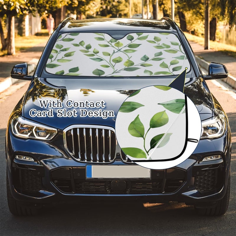 Eucalyptus Leaves Car Windshield Sunshade, Foldable Sun Shield Keep Your Vehicle Cool, Sage Green - Image 5