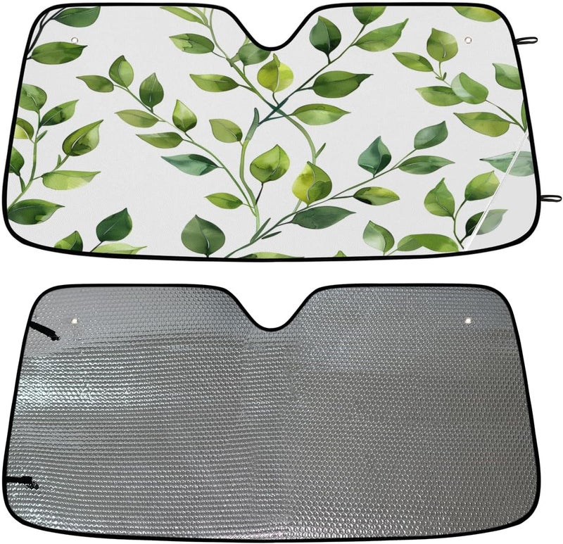 Eucalyptus Leaves Car Windshield Sunshade, Foldable Sun Shield Keep Your Vehicle Cool, Sage Green - Image 4