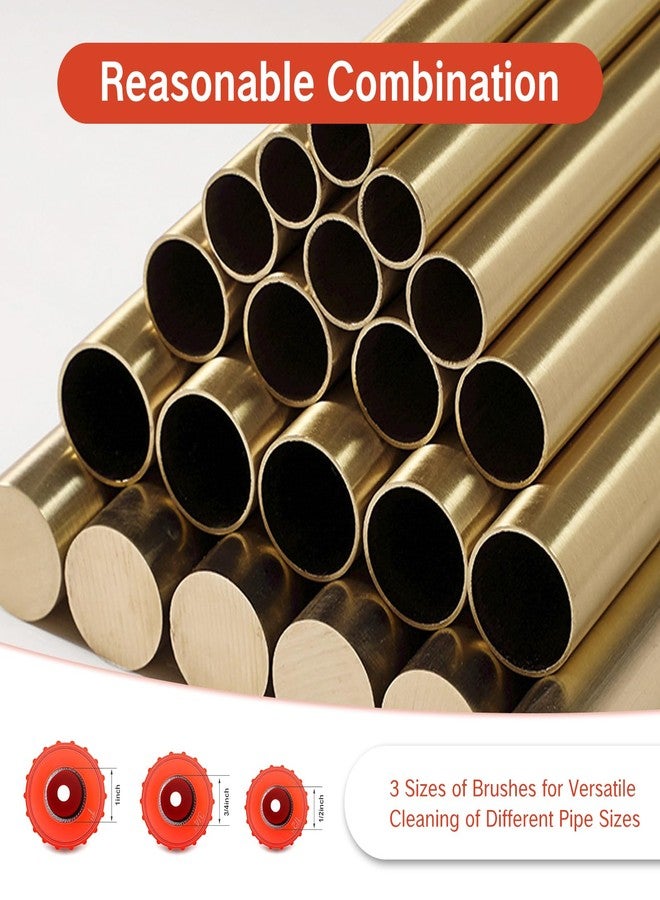 مجموعة تنظيف أنابيب النحاس NIIIYTYB المكونة من 3 قطع، فرش تنظيف الأنابيب لأقطار 1/2 بوصة و 3/4 بوصة و 1 بوصة، أدوات سباكة يدوية، فرشاة تنظيف أنابيب النحاس المعدنية لصيانة السباكة الاحترافية (أحمر) - Image 4