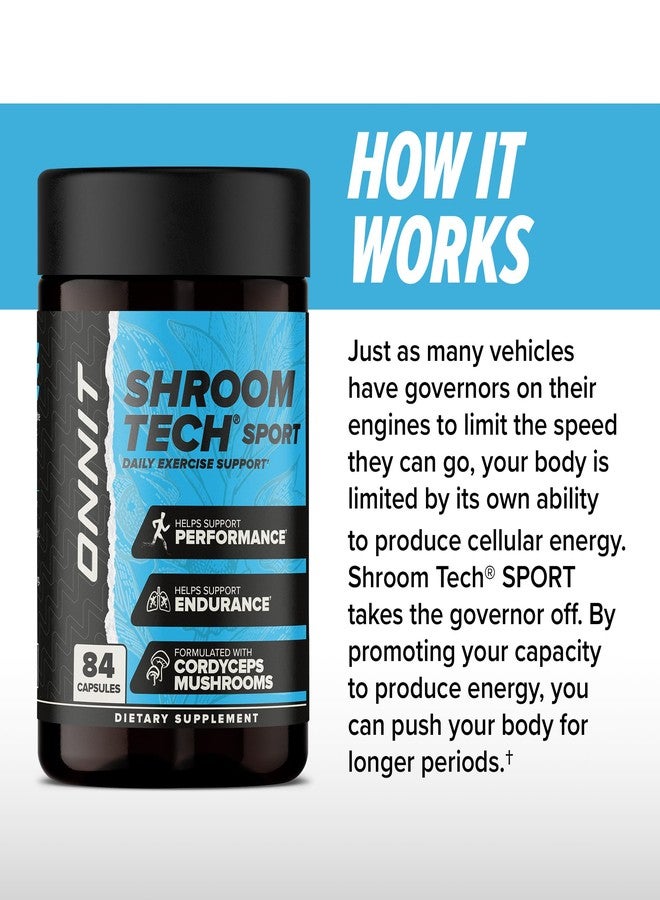 أونيت كبسولات ONNIT Shroom Tech Sport لدعم التمارين الرياضية اليومية، مكمل غذائي قبل التمرين مع فطر الكورديسيبس، مكمل غذائي لدعم الطاقة اليومية، 84 كبسولة - Image 5