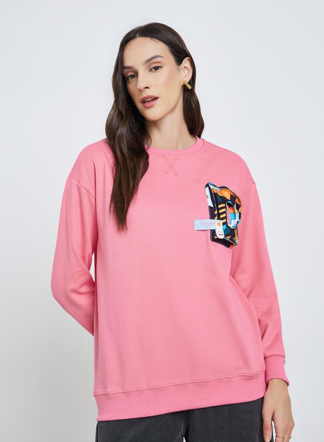 Take Two Women's 3D Printed Decor Round Neck Long Sleeve Sweatshirt - Image 3