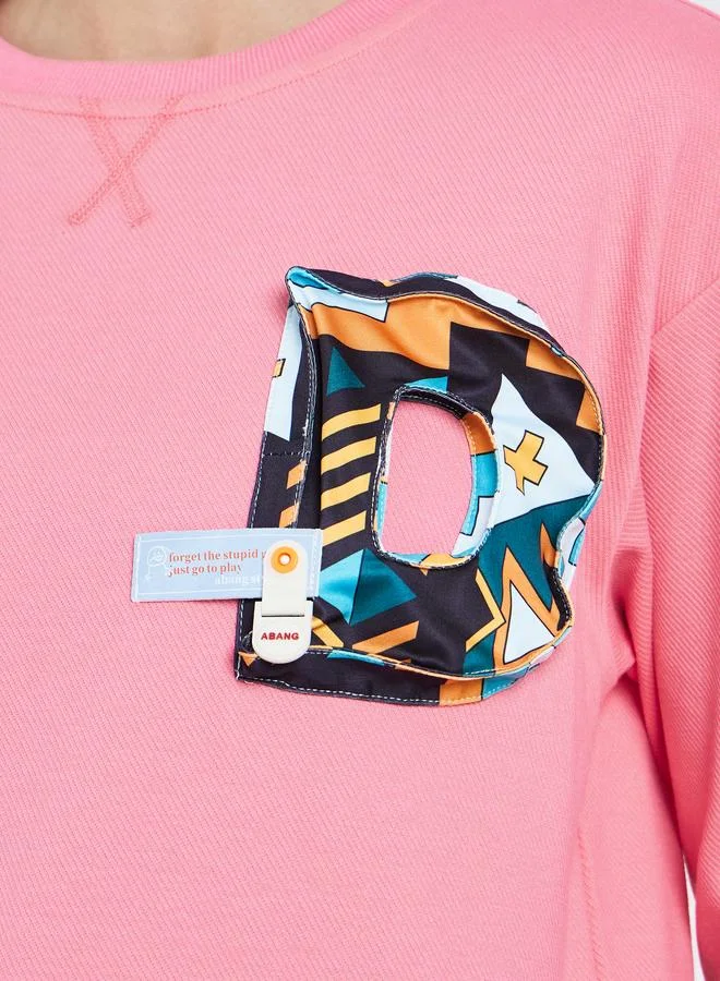 Take Two Pink Pink 3D Patch Detail Regular Fit Sweatshirt for Women | Best Price UAE