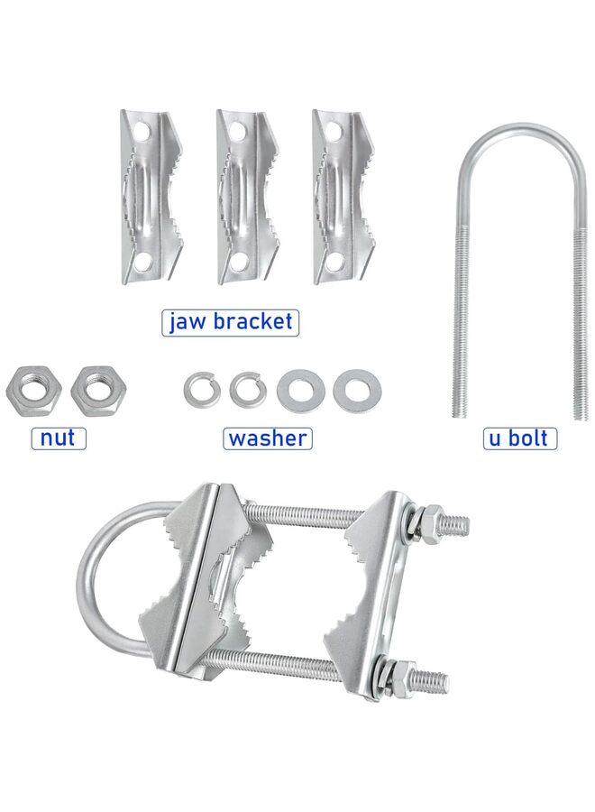 2PCS Antenna Mount Double Antenna Mast Clamp Heavy Duty Pole to Pole Mounting Kit V Jaw Block with U-Bolt Mounting Hardware for TV CB Ham Antenna Parasols Flags and Fishing Rods - Image 2