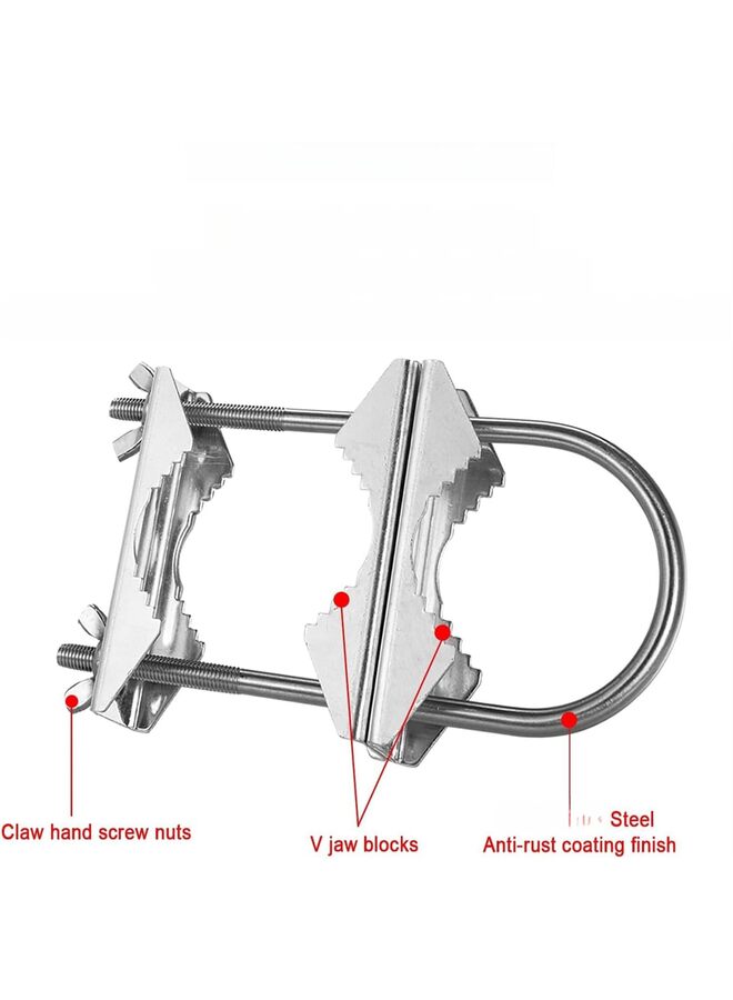 2PCS Antenna Mount Double Antenna Mast Clamp Heavy Duty Pole to Pole Mounting Kit V Jaw Block with U-Bolt Mounting Hardware for TV CB Ham Antenna Parasols Flags and Fishing Rods - Image 4