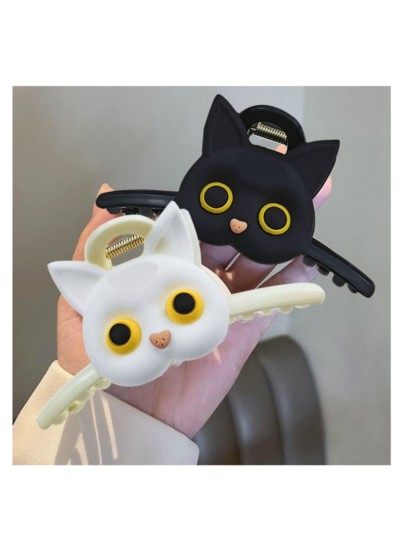 SOLARAE Cute Cat Hair Claw Clips, for Women Large Thick Long Hair Clips Strong Hold, Fashion Hair Styling Accessories for Women Girls Thin and Thick Hair, for Daily Wear, Wedding(Black & White)(4 Pack ) - Image 3