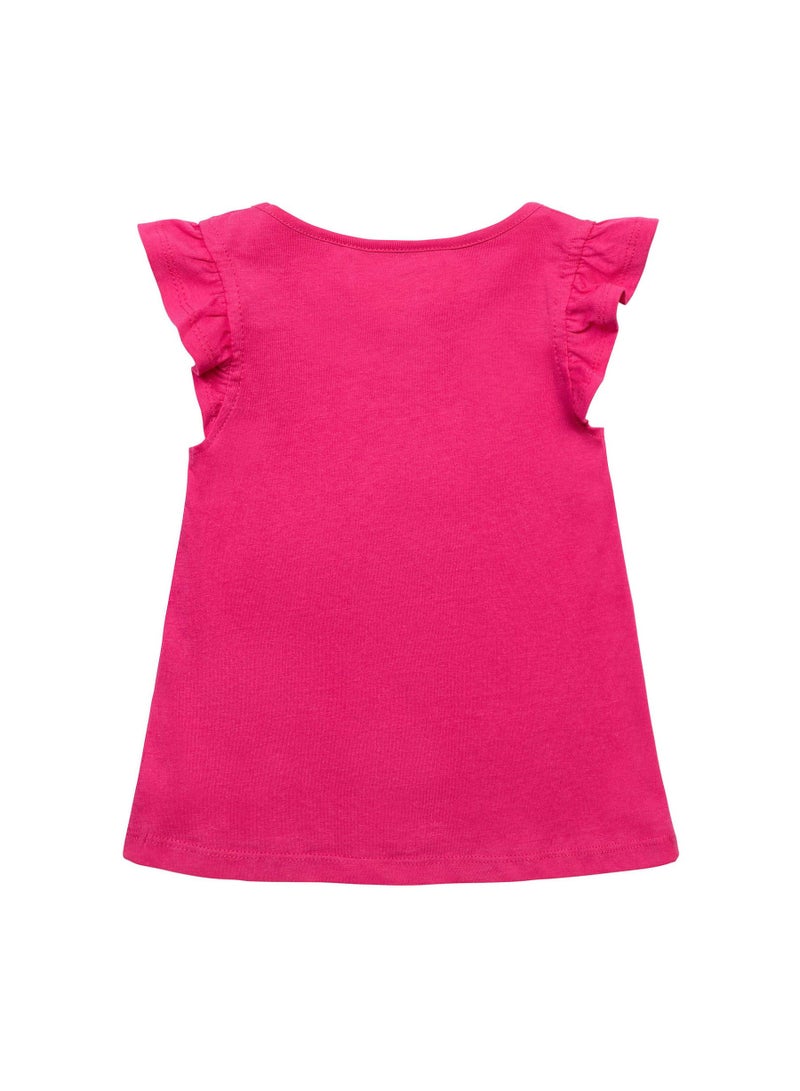 MINOTI Girls Cap Sleeve T-Shirt with Frill Detail - Image 2