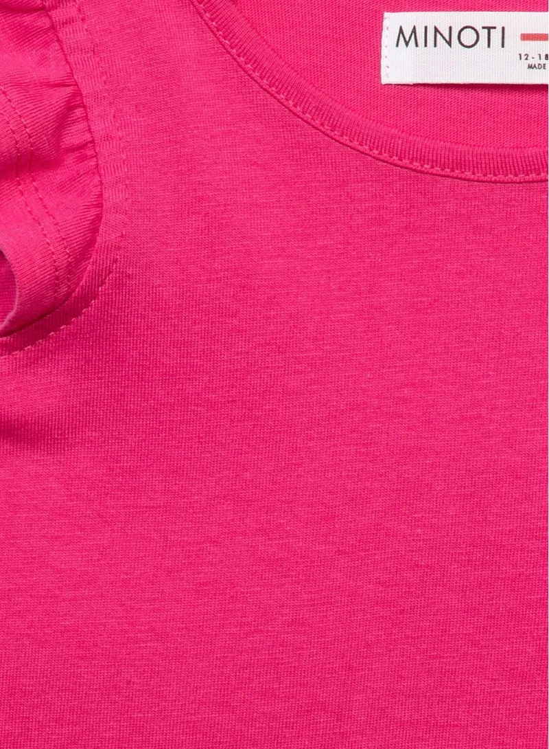 MINOTI Girls Cap Sleeve T-Shirt with Frill Detail