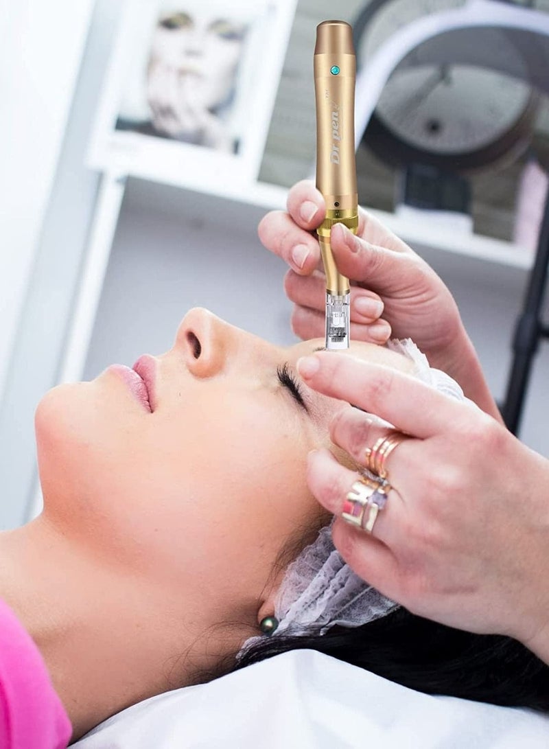 Dr pen M5 Ultima Derma Pen Auto Microneedle System Gold +6 PC white 12 pin needle - Image 3