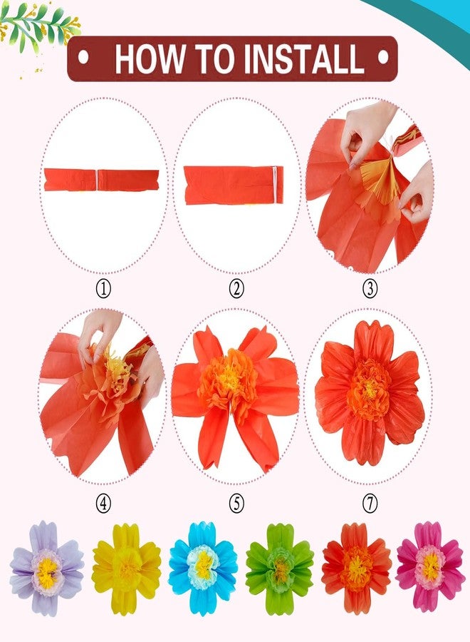 SUSIFT 20" Giant Rainbow Tissue Paper Flowers Set, Large Mexican Fiesta Party Flowers for Wedding, Birthday Party Backdrop, Festival Decorations (12 Pieces 2 Sizes) - Image 3