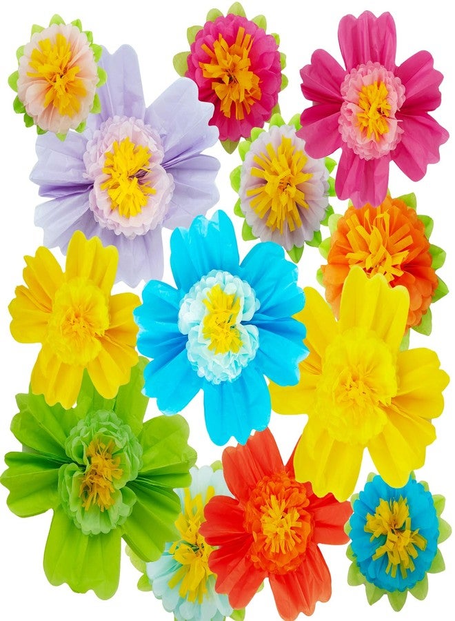 SUSIFT 20" Giant Rainbow Tissue Paper Flowers Set, Large Mexican Fiesta Party Flowers for Wedding, Birthday Party Backdrop, Festival Decorations (12 Pieces 2 Sizes) - Image 1