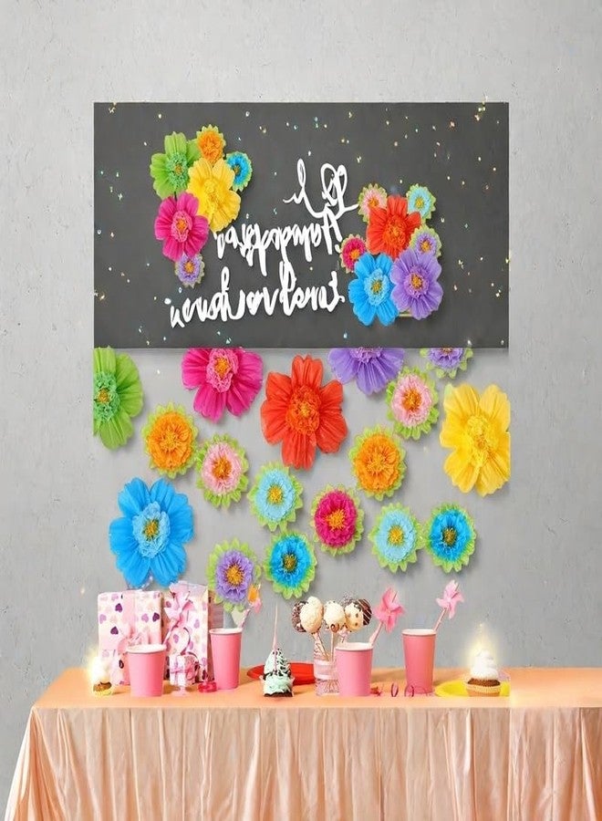 SUSIFT 20" Giant Rainbow Tissue Paper Flowers Set, Large Mexican Fiesta Party Flowers for Wedding, Birthday Party Backdrop, Festival Decorations (12 Pieces 2 Sizes) - Image 5