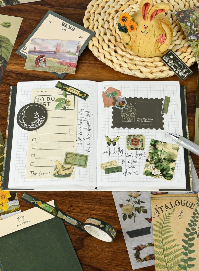 Aesthetic Scrapbook Kit, Bullet Junk Journal Kit with Journaling/Scrapbooking Supplies, Stationery, A6 Grid Notebook with Graph Ruled Pages DIY Scrapbook Gift for Teen Girl Kid (Cyan Wild)