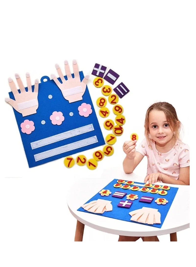 Felt Board Finger Numbers Counting Toy, Number Counting Toy for Kids, Children Teaching Aids Children Early Education Toys Felt Hand Number Math Toy - Image 1