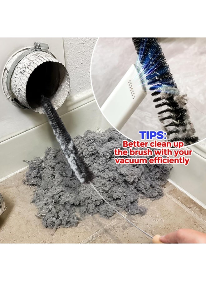 Holikme Dryer Vent Cleaner Kit 2 Pack - Household Cleaning Supplies 304 Stainless Steel Dryer Lint Brush Home Essentials for Lint Trap Dust Vacuum Brush - Image 4