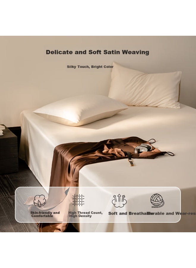 La Torretta Single Bed Sheet, Class A, 60-count Long-staple Cotton, Solid Color Pure Cotton Bedspread, Light Beige, 250*250cm - Image 2