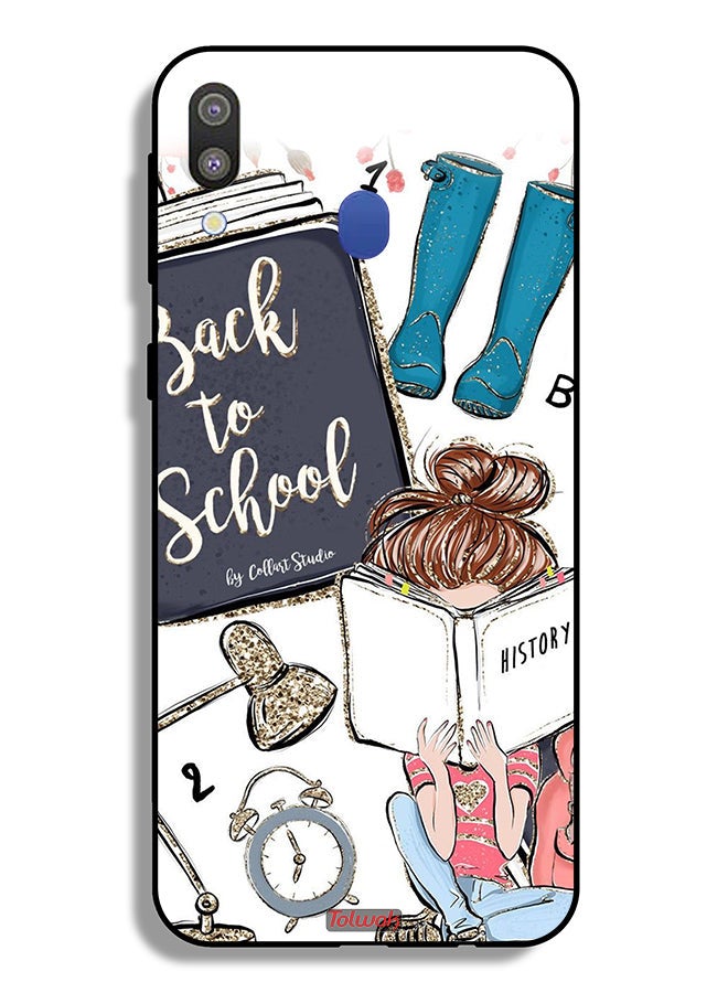 Tolwak Samsung Galaxy M20 Protective Case Cover Back To School Girl Reading History - Image 2