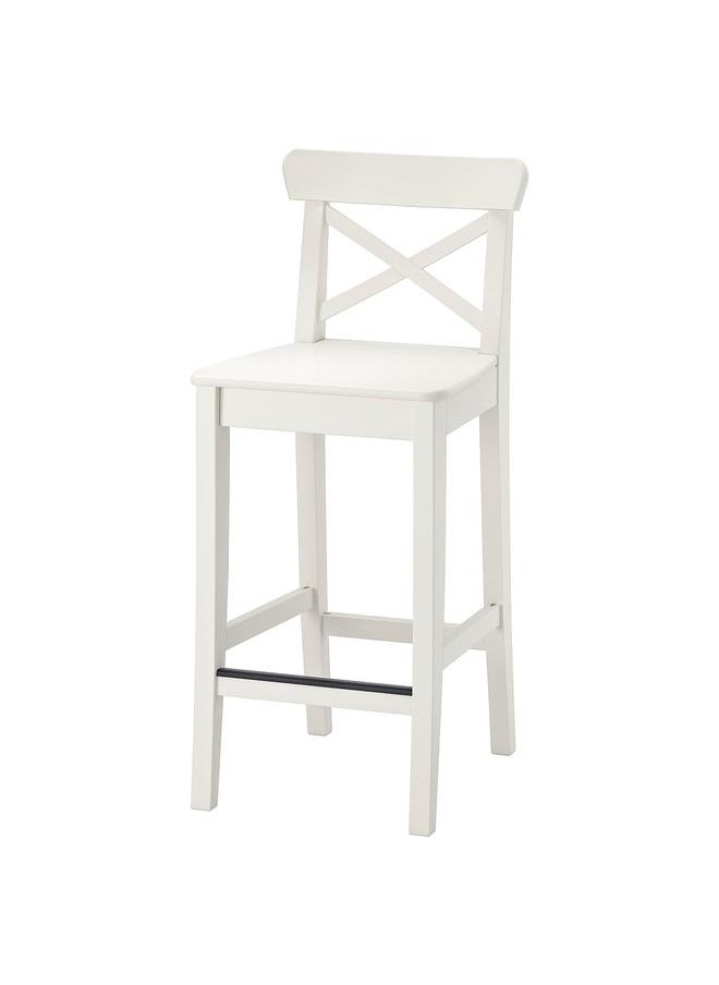 Zaboon - Bar Stool With Backrest, White, 63 Cm - Image 1