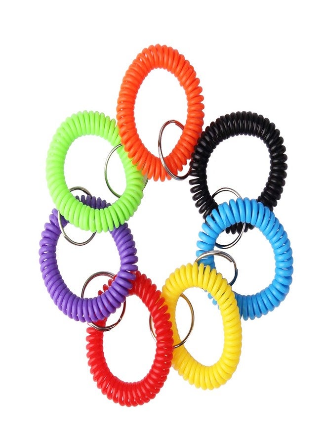 Arroyner 70Pcs Colorful Stretchy Keychain Bracelet Spiral Wristband Keychain for Outdoor, Gym - Image 2