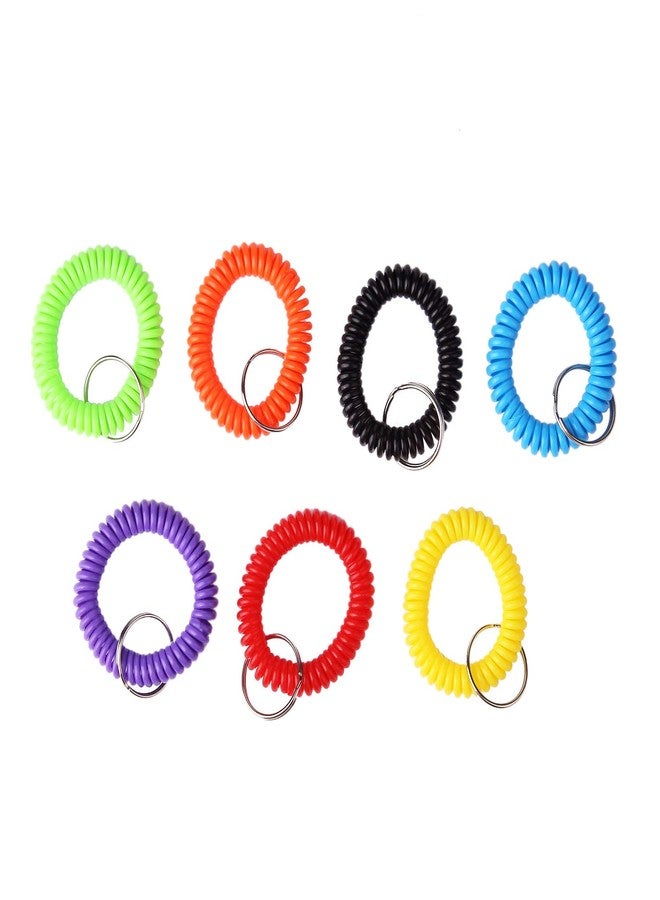 Arroyner 70Pcs Colorful Stretchy Keychain Bracelet Spiral Wristband Keychain for Outdoor, Gym - Image 4
