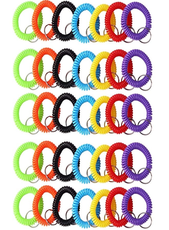 Arroyner 70Pcs Colorful Stretchy Keychain Bracelet Spiral Wristband Keychain for Outdoor, Gym - Image 1