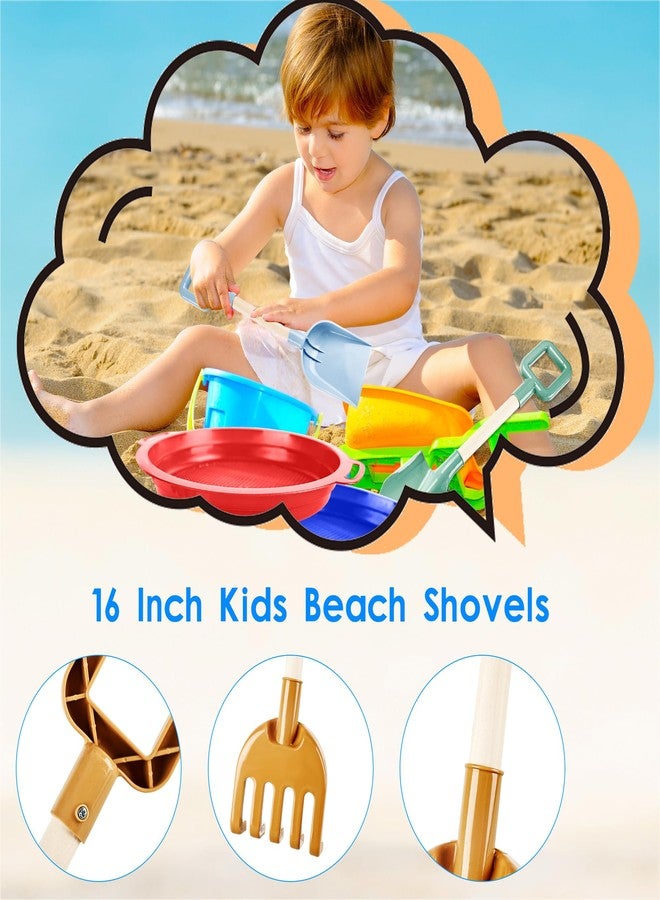 Feradny 6 Pack Beach Sand Tools Including 3 Pack 16'' Heavy Duty Jumbo Shovels Large Beach Spade Scoop Rake for Kids and 3 Pack 9'' Sand Sifter Sieves Pan Strainer for Summer Gardening Beach Digging - Image 3