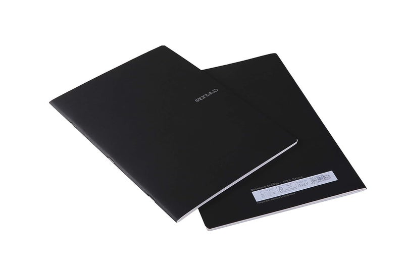 FABRIANO Ecoqua Staple Bound Graph 5MM Notebook Pack of 2 (BLACK) 85 GSM, 80 Pages, Size A4|Ideal for either writing or drafting with pencil,ballpoint,fountain and marker pen.. - Image 1