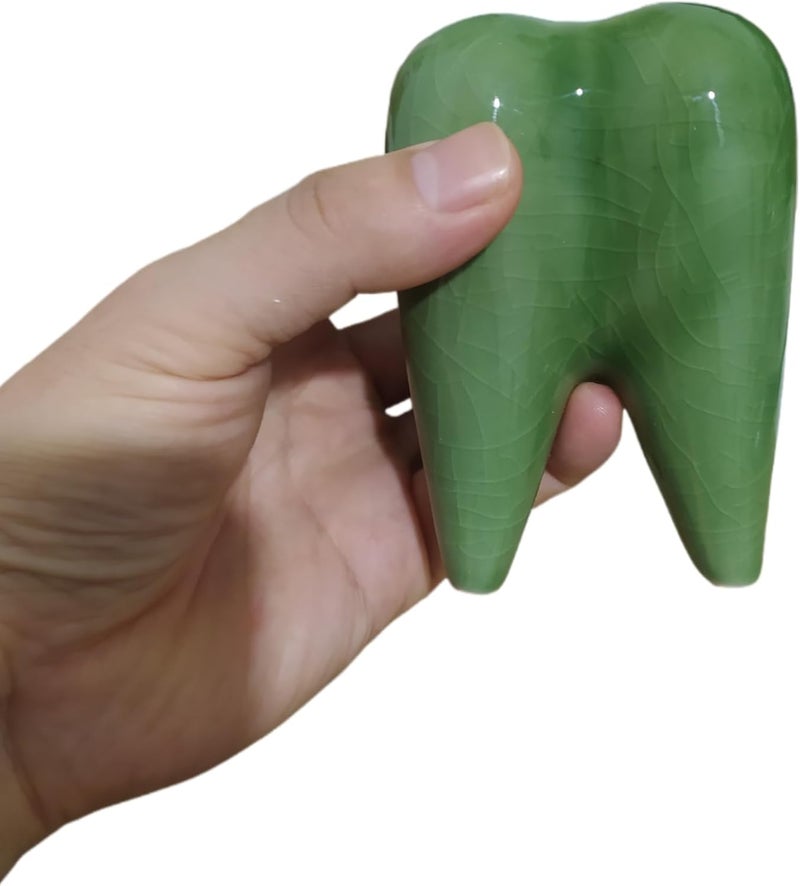 Cuteforyou 3.95 inch Cute Tooth Shaped Ceramic Succulent Cactus Flower Pot-Plants Not Included (Crackle Glaze Green) - Image 5