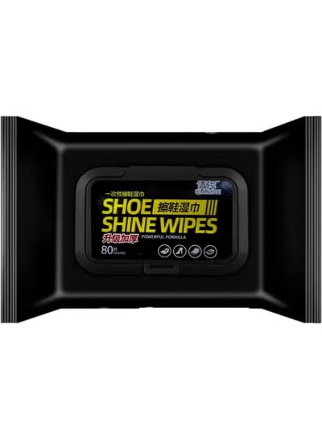 مناديل تلميع الأحذية مناديل مبللة سريعة التنظيف للأحذية الرياضية والصنادل والأحذية الجلدية منظف أحذية مناسب للسفر لإزالة الأوساخ والتلميع محلول سريع ومريح للعناية بالأحذية - 80 قطعة - Image 1