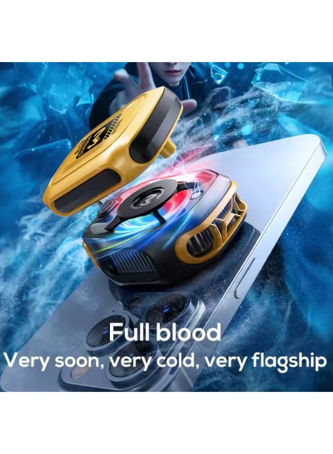 NTECH (MEMO-CX12) Magnetic Semiconductor Phone Cooler With 2000mAh Battery, Smart AI Temperature Display, Quiet RGB Wireless Cell Phone Cooling Fan For Mobile Gaming - Yellow - Image 3