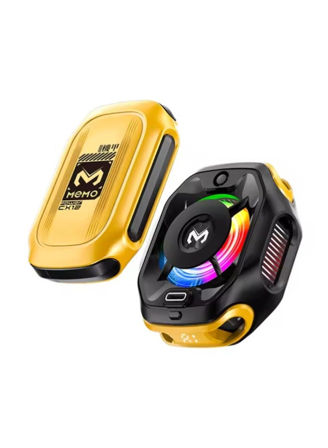 NTECH (MEMO-CX12) Magnetic Semiconductor Phone Cooler With 2000mAh Battery, Smart AI Temperature Display, Quiet RGB Wireless Cell Phone Cooling Fan For Mobile Gaming - Yellow - Image 1