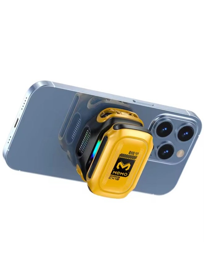 NTECH (MEMO-CX12) Magnetic Semiconductor Phone Cooler With 2000mAh Battery, Smart AI Temperature Display, Quiet RGB Wireless Cell Phone Cooling Fan For Mobile Gaming - Yellow - Image 2