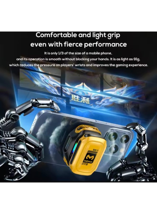 NTECH (MEMO-CX12) Magnetic Semiconductor Phone Cooler With 2000mAh Battery, Smart AI Temperature Display, Quiet RGB Wireless Cell Phone Cooling Fan For Mobile Gaming - Yellow - Image 5