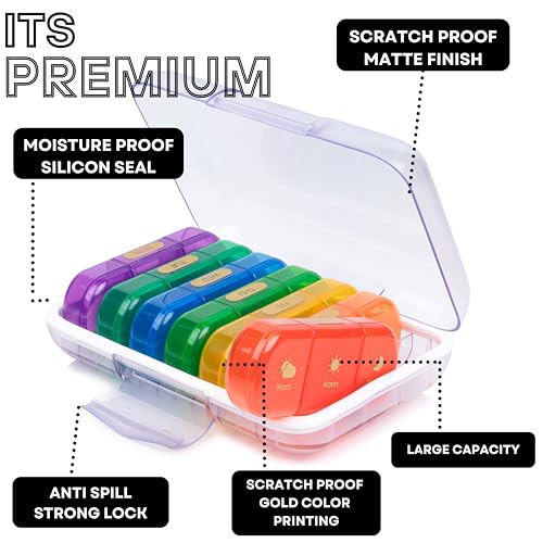 POPCUBE Premium Medicine organizer Box- Waterproof Weekly Medicine organizer- Medicine Box for home, 7 days tablet organizer For Home-Large Pill Organizer Box Case (Transparent, 3 Compartment) - Image 3