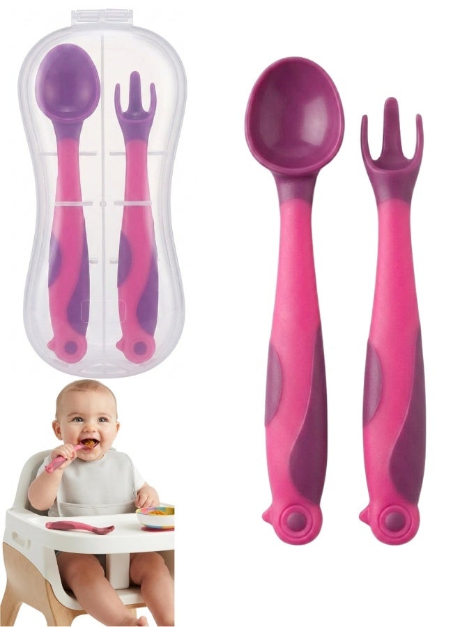 2Pcs 360° Bendable Baby Spoon and Fork Training Set – Flexible Self-Feeding Utensils with Non-Slip Easy Grip Handle, BPA-Free Toddler Cutlery for Baby Led Weaning, Safe for Infants and Toddlers, Suitable for Left and Right-Handed Children, Encourages Independent Eating Skills - Image 1