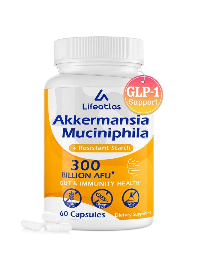 Lifeatlas GLP-1 Supplement | 300 Billion AFU Akkermansia Muciniphila, Akkermansia Probiotic for Women Men, Akka Superbiotics for GLP-1 Production, Digestive, Gut, Immunity, Enhances Gut Lining Function, 60 Caps - Image 1