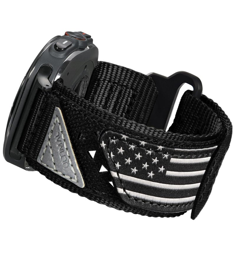 ULTIMAL Band Compatible with Samsung Galaxy Watch Ultra 47mm(2024/2025) band for Men Women, 47mm Nylon Sport Breathable Replacement Strap for Galaxy Watch Ultra (USA FLAG BLACK, L) - Image 1