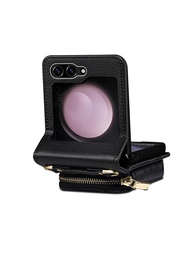 اس-توب جراب هاتف جلدي قابل للطي لهاتف Samsung Galaxy Z Flip3 مع حبل طويل - Image 4