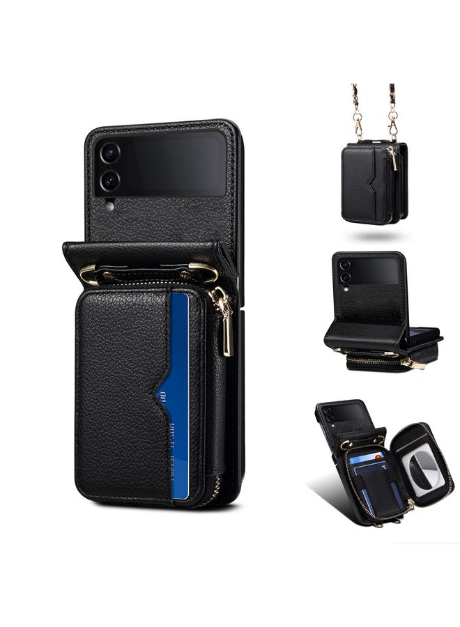 اس-توب جراب هاتف جلدي قابل للطي لهاتف Samsung Galaxy Z Flip3 مع حبل طويل - Image 1