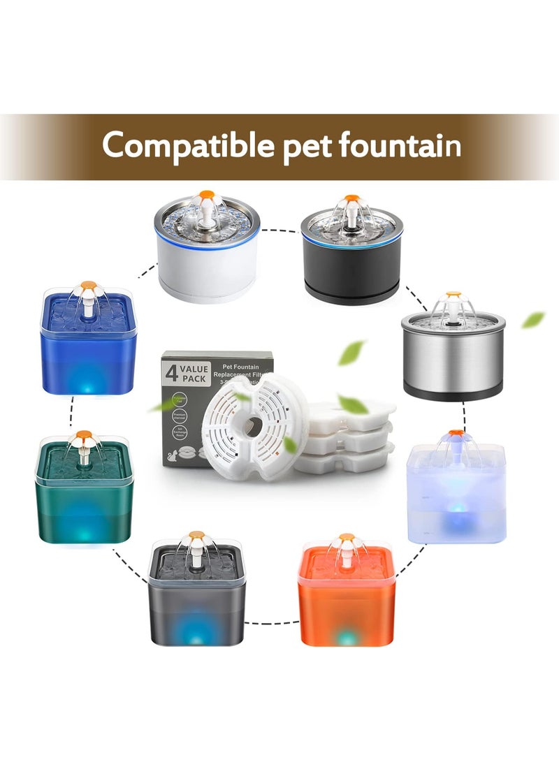 4pcs قطة نافورة المياه استبدال الفلاتر ، القطن المنشط الكربون الحيوانات الأليفة نافورة الفلاتر مع الترشيح المتعدد - Image 2