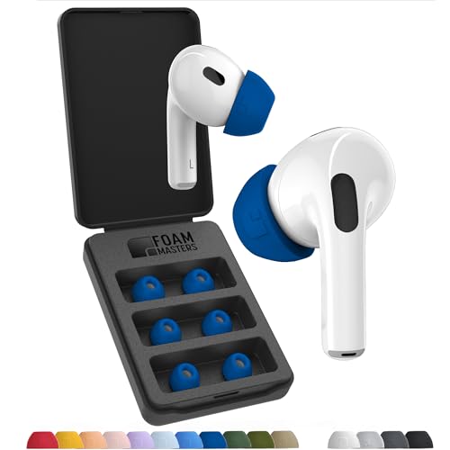 AutoLine Pro Foam Masters Ultra-Premium Memory Foam Ear Tips for AirPods Pro 1st & 2nd Gen | 3 Pairs | New Ver. | Secure Fit | Super Comfort | Better Noise Cancel | Replacement Buds (Medium, Blue) - Image 1
