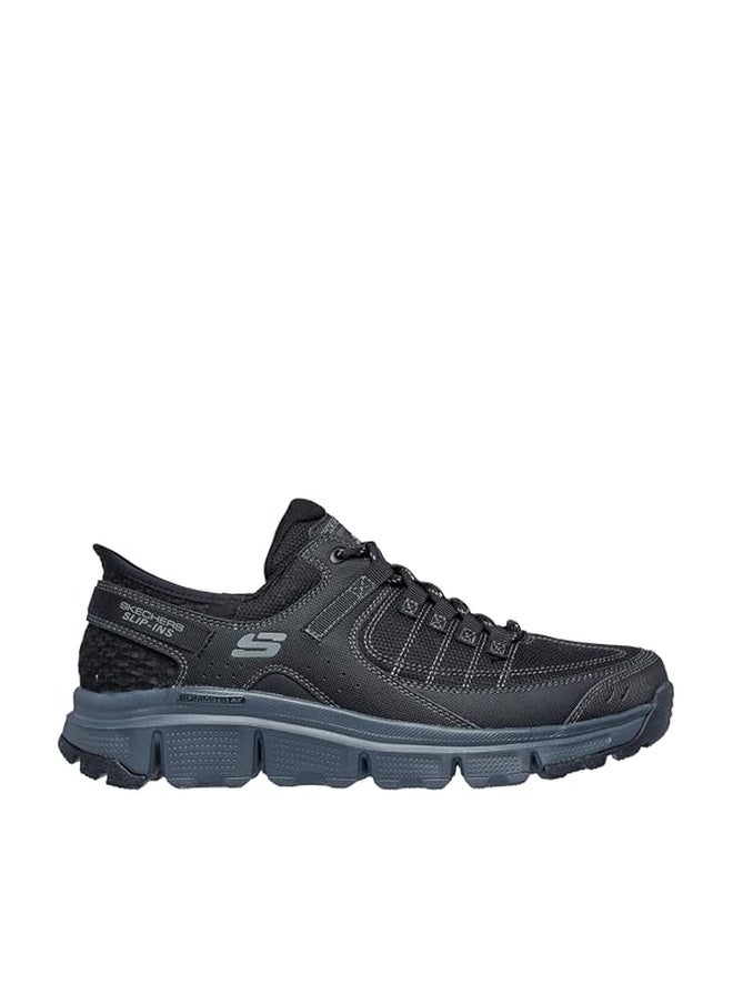 SKECHERS حذاء سنيكرز سكيشرز للرجال سوماتس بدون استخدام اليدين، أسود/رمادي، 11 عريض - Image 1