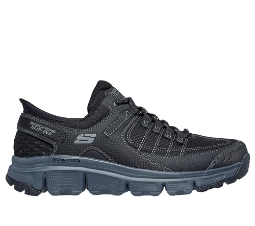 SKECHERS حذاء سنيكرز سكيشرز للرجال سوماتس بدون استخدام اليدين، أسود/رمادي، 11 عريض - Image 2