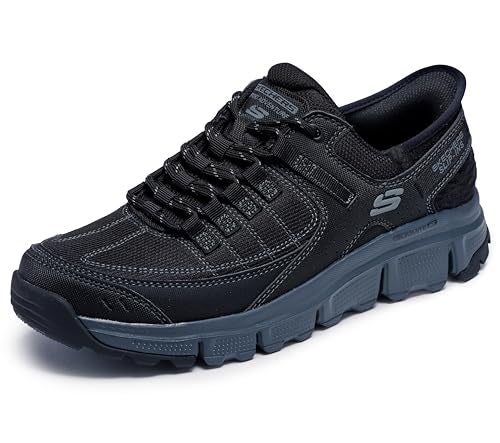 SKECHERS حذاء سنيكرز سكيشرز للرجال سوماتس بدون استخدام اليدين، أسود/رمادي، 11 عريض - Image 4